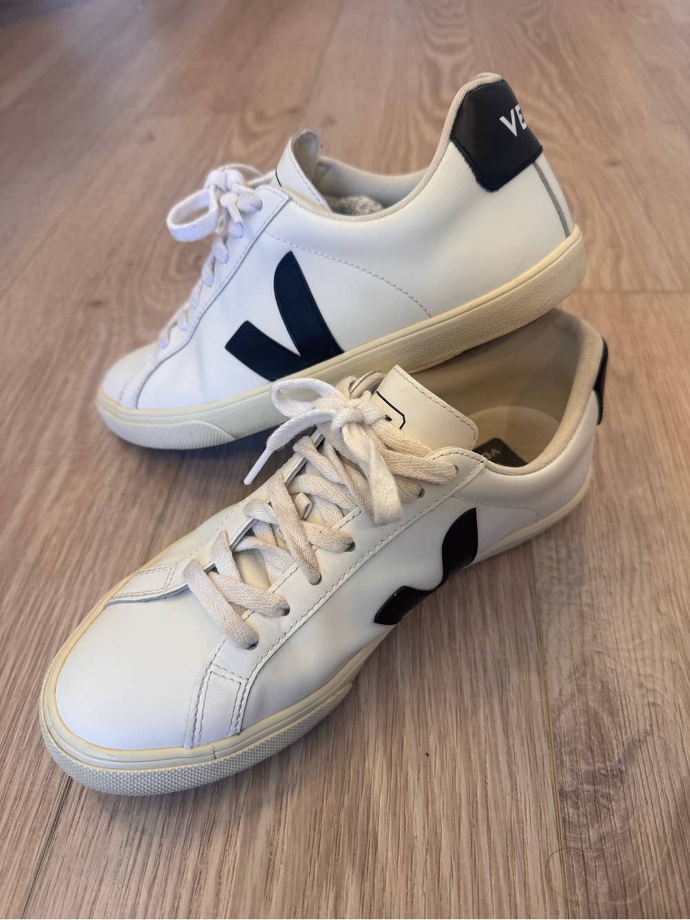 Veja White Sneakers with Black V Logo